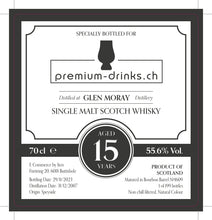 Laden Sie das Bild in den Galerie-Viewer, Glen Moray 2007 pd.ch: 15 Years (Shopabfüllung premium-drinks.ch) 70 cl
