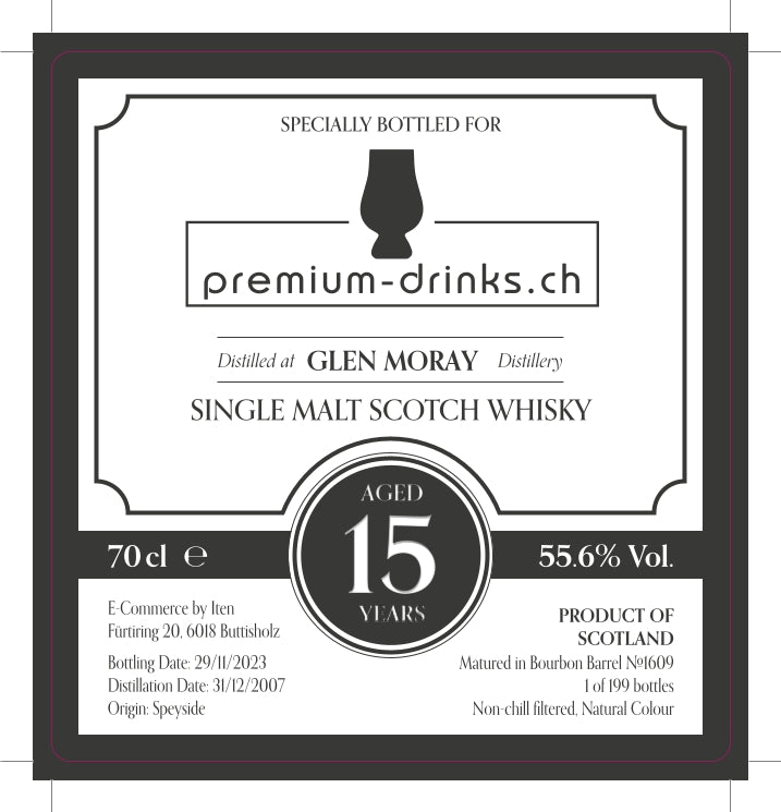 Glen Moray 2007 pd.ch: 15 Years (Shopabfüllung premium-drinks.ch) 70 cl